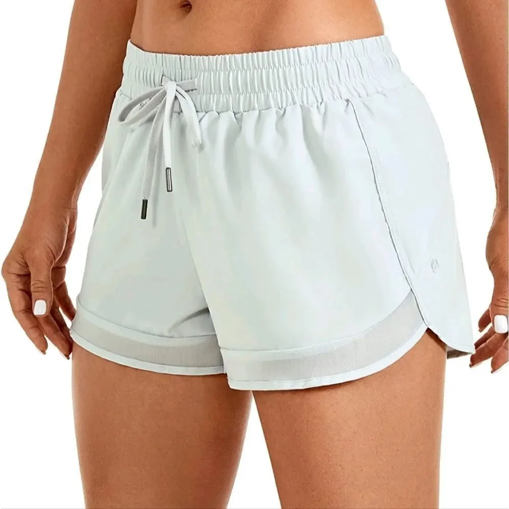 CRAZY YOGA Gray Women's Mid Rise Running Shorts Mesh Quick Dry Size M